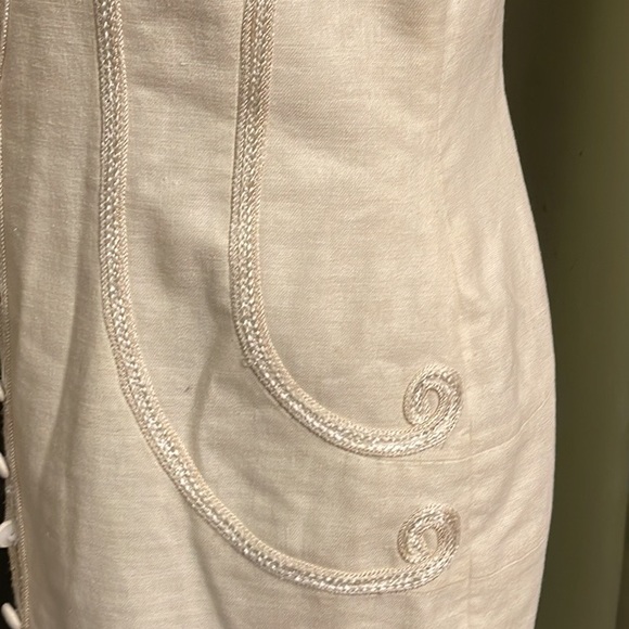 Vintage  Linen Button Front Dress Vintage Wedding Boho Bride - Picture 5 of 12